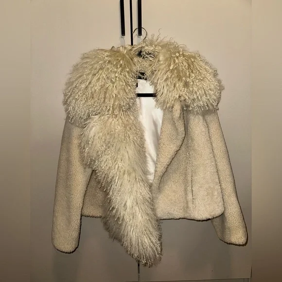 RARE OPENING CEREMONY Patchwork Shearling Jacket 100% Shearling Lamb Size medium - Picture 5 of 11